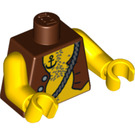 LEGO Brun Rougeâtre Minifigurine Torse avec Pirate's Open Gilet, Ancre Tattoo, et Poitrine Cheveux (973 / 76382)