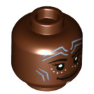 LEGO Reddish Brown Nakia with Dark Green Suit Minifigure Head (Recessed Solid Stud) (1766 / 3626)