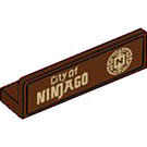 LEGO Reddish Brown Panel 1 x 4 with Rounded Corners with 'City of NINJAGO' Sticker (15207)
