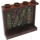 LEGO Reddish Brown Panel 1 x 4 x 3 with Books and Arrow Model Left Side Sticker with Side Supports, Hollow Studs (60581)