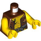 LEGO Roodachtig Bruin Pirate met Open Vest, Wit Bandana en Anchor Tattoo Minifig Torso (973 / 76382)