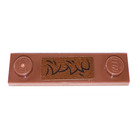 LEGO Reddish Brown Plate 1 x 4 with Two Studs with Scratches Sticker with Groove (41740)