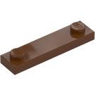 LEGO Rødbrun Plate 1 x 4 med To Knotter uten Rille (92593)