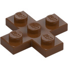 LEGO Roodachtig bruin Plaat 3 x 3 Kruis (15397)