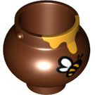 LEGO Rötliches Braun Pot / Cauldron mit Griff Holders mit Honey und Bee (13556 / 98374)