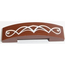 LEGO Reddish Brown Slope 1 x 4 Curved Double with White Scrollwork Sticker (93273)