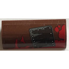 LEGO Reddish Brown Slope 1 x 4 Curved with Mud marks and Silver and Black square Sticker (6191)