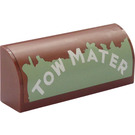 LEGO Reddish Brown Slope 1 x 4 Curved with "TOW MATER" (Right) Sticker (6191)