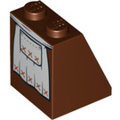 LEGO Brun rougeâtre Pente 2 x 2 x 2 (65°) avec blanc Apron avec tube inférieur (3678 / 62765)