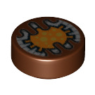 LEGO Roodachtig Bruin Tegel 1 x 1 Ronde met Oranje en Wit Gatekeeper Droid Electronic Eye (1670 / 35380)