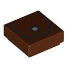 LEGO Reddish Brown Tile 1 x 1 with Black Curved Line and White Dot with Groove (3070 / 102725)