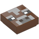 LEGO Reddish Brown Tile 1 x 1 with Pixelated Cow Face with Groove (3070)