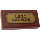 LEGO Roodachtig Bruin Tegel 1 x 2 met 'LEGO SAPIENS' Sticker met groef (3069)