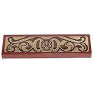 LEGO Reddish Brown Tile 1 x 4 with Carving Sticker (2431)