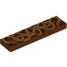 LEGO Reddish Brown Tile 1 x 4 with entwined snakes  (2431 / 57294)