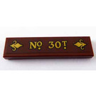 LEGO Reddish Brown Tile 1 x 4 with Gold Decoration and 'N° 30T' Sticker (2431)