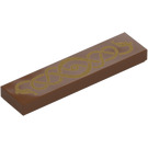 LEGO Reddish Brown Tile 1 x 4 with Gold Snake (2431 / 104512)