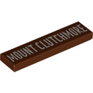 LEGO Rødbrun Tile 1 x 4 med Mount Clutchmore Sign (2431 / 38682)