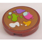 LEGO Reddish Brown Tile 2 x 2 Round with Paint Stains Sticker with Bottom Stud Holder (14769)