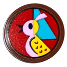 LEGO Reddish Brown Tile 2 x 2 Round with Picture of a bird Sticker with Bottom Stud Holder (14769)