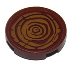 LEGO Reddish Brown Tile 2 x 2 Round with Tree Stump / Wood Grain Sticker with Bottom Stud Holder (14769)