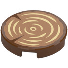 LEGO Reddish Brown Tile 2 x 2 Round with Tree Trunk Wood Grain Pattern with Bottom Stud Holder (14769 / 32647)