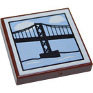 LEGO Roodachtig bruin Tegel 2 x 2 met Bridge Painting met groef (3068 / 23035)