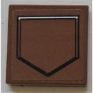 LEGO Reddish Brown Tile 2 x 2 with brown hatch or shield Sticker with Groove (3068)
