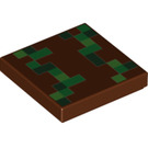 LEGO Roodachtig Bruin Tegel 2 x 2 met Dark Green Minecraft pixels met groef (3068 / 79500)