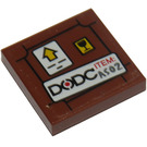 LEGO Rötlich-braun Fliese 2 x 2 mit DODC ITEM: A502 Aufkleber mit Nut (3068)