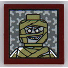 LEGO Reddish Brown Tile 2 x 2 with Mummy Portrait Sticker with Groove (3068)