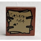 LEGO Reddish Brown Tile 2 x 2 with Orcish Runes Sticker with Groove (3068)