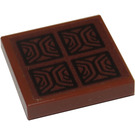 LEGO Reddish Brown Tile 2 x 2 with Parquet Style Tiles Sticker with Groove (3068)