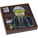LEGO Reddish Brown Tile 2 x 2 with Portrait of Older Bearded Man with Groove (3068 / 25808)