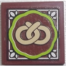 LEGO Reddish Brown Tile 2 x 2 with Pretzel Sticker with Groove (3068)