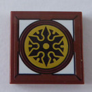 LEGO Reddish Brown Tile 2 x 2 with Shuriken Sticker with Groove (3068)
