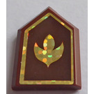 LEGO Reddish Brown Tile 2 x 3 Pentagonal with Holographic Gold Leaf and Border Sticker (22385)