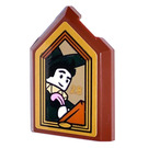 LEGO Reddish Brown Tile 2 x 3 Pentagonal with Picture of Writing Wizard 28 Sticker (22385)