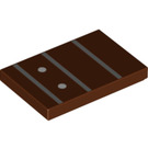 LEGO Rötlich-braun Fliese 2 x 3 mit Guitar Fretboard (Frets 10-13) (26603 / 80156)