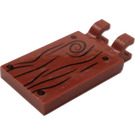 LEGO Reddish Brown Tile 2 x 3 with Horizontal Clips with Nails and Wood Grain (Left) Sticker ('U' Clips) (30350)