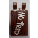 LEGO Reddish Brown Tile 2 x 3 with Horizontal Clips with "No Tres" on Wood Effect Background Sticker ('U' Clips) (30350)