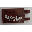 LEGO Reddish Brown Tile 2 x 3 with Horizontal Clips with "Passin'" on Wood Effect Background Sticker ('U' Clips) (30350)