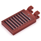 LEGO Reddish Brown Tile 2 x 3 with Horizontal Clips with Shutters and Peeling Paint version 2 Sticker ('U' Clips) (30350)