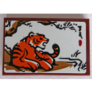 LEGO Reddish Brown Tile 2 x 3 with Lying Tiger Under a Tree Sticker (26603)