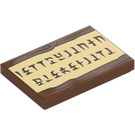 LEGO Reddish Brown Tile 2 x 3 with Tan Scroll with Hylian Script (26603)