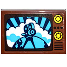 LEGO Rötlich-braun Fliese 2 x 3 mit TV Screen mit Newsreel Aufkleber (26603)