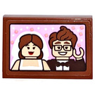 LEGO Reddish Brown Tile 2 x 3 with Wedding Picture of Ellie and Carl Sticker (26603)