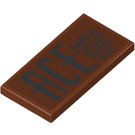 LEGO Reddish Brown Tile 2 x 4 with ‘ACE CHEMICAL CO INC’ Sticker (87079)