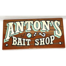 LEGO Reddish Brown Tile 2 x 4 with Antons's Bait Shop (35765 / 87079)