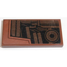 LEGO Reddish Brown Tile 2 x 4 with Brown Mechanical Parts (Right) Sticker (87079)